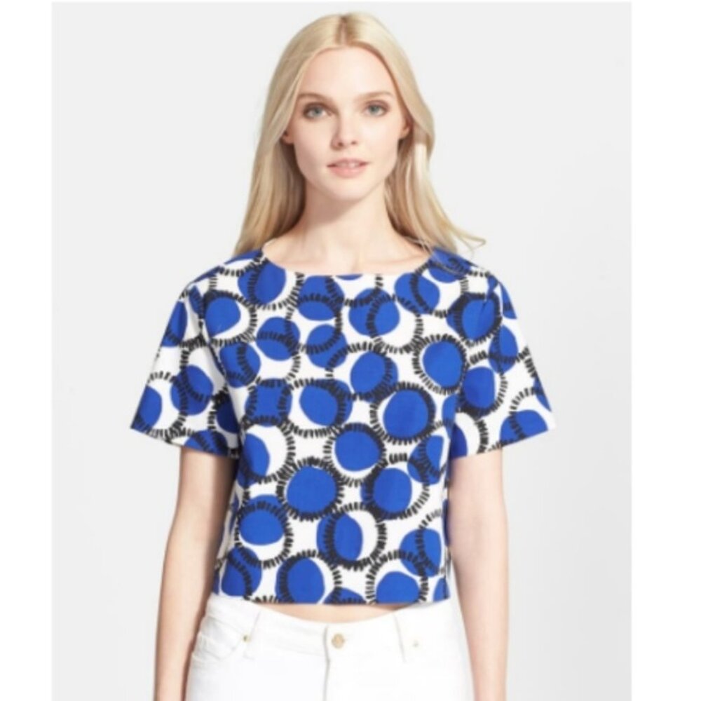 Kate Spade Stamped Dots Stretch Cotton Crop Top XS